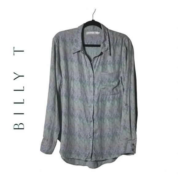 2004. BILLY T TIE DYE BUTTON DOWN TOP LONG SLEEVE BUTTONED CUFFS SIZE MEDIUM - Picture 1 of 7